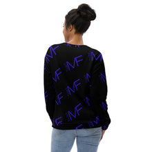 Load image into Gallery viewer, THAT MF AOP Unisex Sweatshirt (Black w/Blue Print)