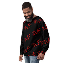 Load image into Gallery viewer, THAT MF Logo AOP Unisex Sweatshirt (Black w/Red Print)
