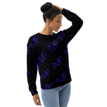 Load image into Gallery viewer, THAT MF AOP Unisex Sweatshirt (Black w/Blue Print)