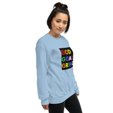 Load image into Gallery viewer, GOD GOALS GRIND Unisex Sweatshirt (Rainbow Print/Black Box)