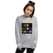 Load image into Gallery viewer, GOD GOALS GRIND Unisex Sweatshirt (Rainbow Print/Black Box)