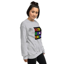 Load image into Gallery viewer, GOD GOALS GRIND Unisex Sweatshirt (Rainbow Print/Black Box)