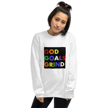 Load image into Gallery viewer, GOD GOALS GRIND Unisex Sweatshirt (Rainbow Print/Black Box)