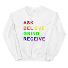 Load image into Gallery viewer, ASK BELIEVE Unisex Sweatshirt (Rainbow Print)