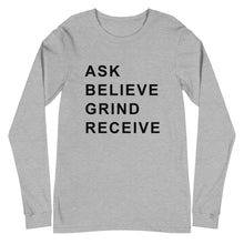 Load image into Gallery viewer, ASK BELIEVE Unisex Long Sleeve Tee (Black Print)