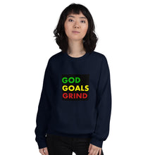 Load image into Gallery viewer, GOD GOALS GRIND Unisex Sweatshirt (Green, Yellow, Red Print)
