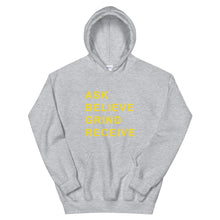 Load image into Gallery viewer, ASK BELIEVE Unisex Hoodie (Gold Print)