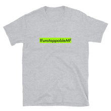 Load image into Gallery viewer, #unstoppableMF Unisex Tee (White Print/Lime Box)
