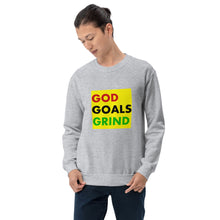 Load image into Gallery viewer, GOD GOALS GRIND Unisex Sweatshirt (Red, Black, Green Print)