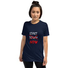 Load image into Gallery viewer, START NOW Unisex Tee (White/Red Print)