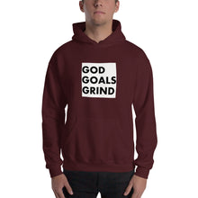 Load image into Gallery viewer, GOD GOALS GRIND Unisex Hoodie (Black Print/White Box)