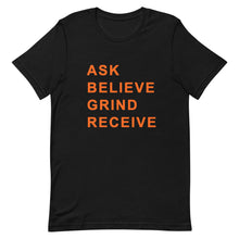 Load image into Gallery viewer, ASK BELIEVE Unisex Tee (Orange Print)
