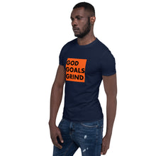 Load image into Gallery viewer, GOD GOALS GRIND Unisex Tee (Black Print/Orange Box)