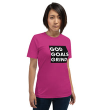 Load image into Gallery viewer, GOD GOALS GRIND Unisex Tee (White Print/Black Box)