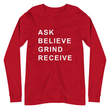 Load image into Gallery viewer, ASK BELIEVE Unisex Long Sleeve Tee (White Print)