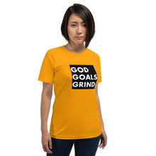 Load image into Gallery viewer, GOD GOALS GRIND Unisex Tee (White Print/Black Box)