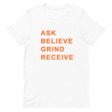 Load image into Gallery viewer, ASK BELIEVE Unisex Tee (Orange Print)