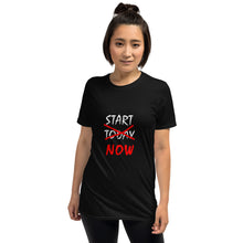 Load image into Gallery viewer, START NOW Unisex Tee (White/Red Print)