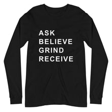 Load image into Gallery viewer, ASK BELIEVE Unisex Long Sleeve Tee (White Print)