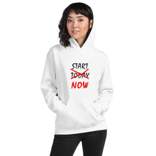 Load image into Gallery viewer, START NOW Unisex Hoodie (Black/Red Print)