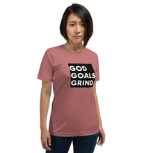 Load image into Gallery viewer, GOD GOALS GRIND Unisex Tee (White Print/Black Box)