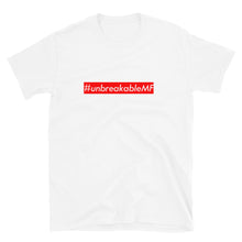 Load image into Gallery viewer, #unbreakableMF Unisex Tee (White Print/Red Box)