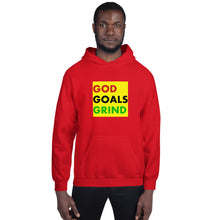 Load image into Gallery viewer, GOD GOALS GRIND Unisex Hoodie (Red, Black, Green Print)