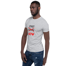 Load image into Gallery viewer, START NOW Unisex Tee (Black/Red Print)