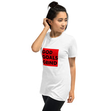 Load image into Gallery viewer, GOD GOALS GRIND Unisex Tee (Black Print/Red Box)
