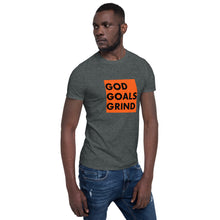 Load image into Gallery viewer, GOD GOALS GRIND Unisex Tee (Black Print/Orange Box)