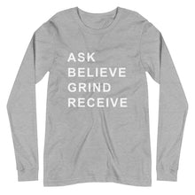 Load image into Gallery viewer, ASK BELIEVE Unisex Long Sleeve Tee (White Print)