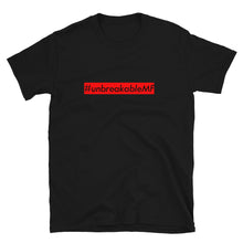 Load image into Gallery viewer, #unbreakableMF Unisex Tee (Black Print/Red Box)