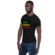 Load image into Gallery viewer, GOD GOALS GRIND Unisex Tee (Green/Yellow/Red Print)