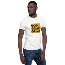 Load image into Gallery viewer, GOD GOALS GRIND Unisex Tee (Black Print/Mustard Box)