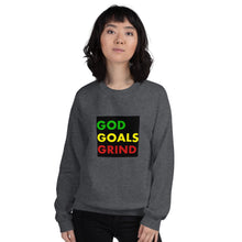 Load image into Gallery viewer, GOD GOALS GRIND Unisex Sweatshirt (Green, Yellow, Red Print)