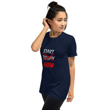 Load image into Gallery viewer, START NOW Unisex Tee (White/Red Print)
