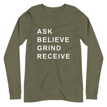 Load image into Gallery viewer, ASK BELIEVE Unisex Long Sleeve Tee (White Print)