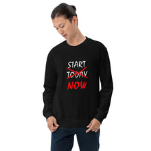 Load image into Gallery viewer, START NOW Unisex Sweatshirt (White/Red Print)