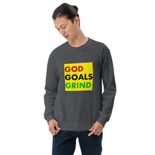 Load image into Gallery viewer, GOD GOALS GRIND Unisex Sweatshirt (Red, Black, Green Print)
