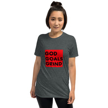 Load image into Gallery viewer, GOD GOALS GRIND Unisex Tee (Black Print/Red Box)