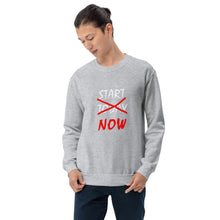Load image into Gallery viewer, START NOW Unisex Sweatshirt (White/Red Print)
