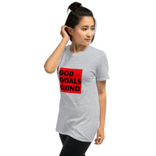 Load image into Gallery viewer, GOD GOALS GRIND Unisex Tee (Black Print/Red Box)