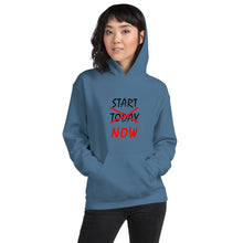 Load image into Gallery viewer, START NOW Unisex Hoodie (Black/Red Print)