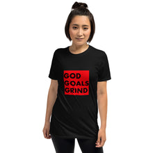 Load image into Gallery viewer, GOD GOALS GRIND Unisex Tee (Black Print/Red Box)