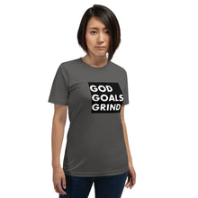 Load image into Gallery viewer, GOD GOALS GRIND Unisex Tee (White Print/Black Box)