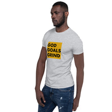 Load image into Gallery viewer, GOD GOALS GRIND Unisex Tee (Black Print/Mustard Box)