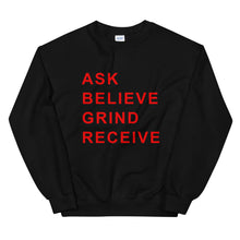 Load image into Gallery viewer, ASK BELIEVE Unisex Sweatshirt (Red print)