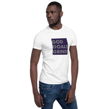 Load image into Gallery viewer, GOD GOALS GRIND Unisex Tee (Gray Print/Navy Box)
