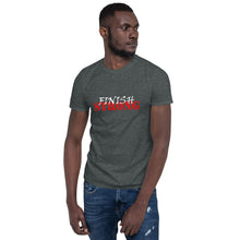 Load image into Gallery viewer, Finish STRONG Unisex Tee (White/Red Print)
