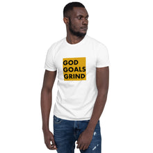 Load image into Gallery viewer, GOD GOALS GRIND Unisex Tee (Black Print/Mustard Box)